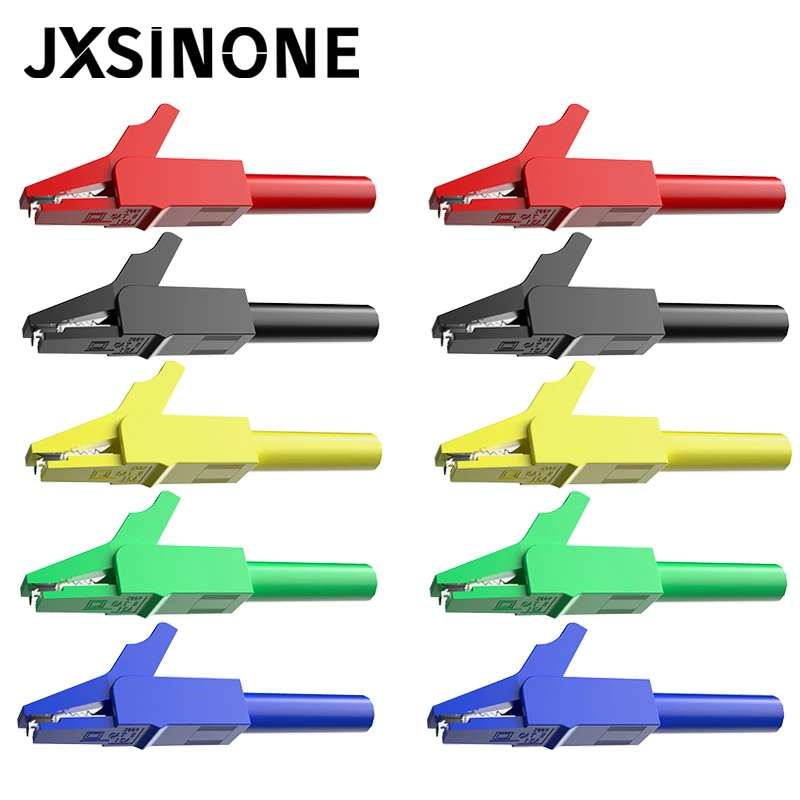 

JXSINONE P2007 10PCS 56mm Alligator Clip with 4mm Socket for 4mm Banana Plug Safe Crocodile Clamp Test Accessories 300V/15A