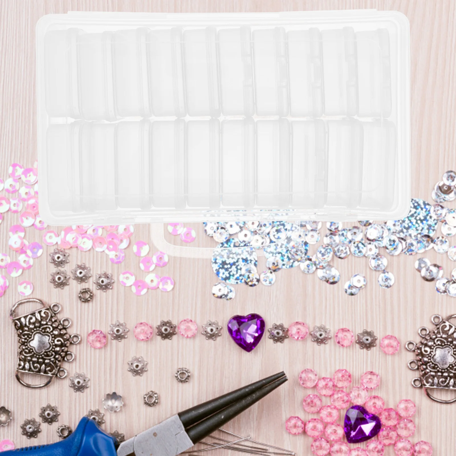 

Durable Plastic Bead Organizer Box Transparent Multi-Grid Jewelry Buttons DIY Storage Container Empty Box Empty