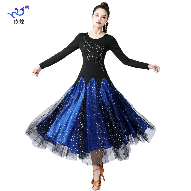 High quality ballroom dance dress Women performance dresses modern standard Tango Waltz long sleeves dress