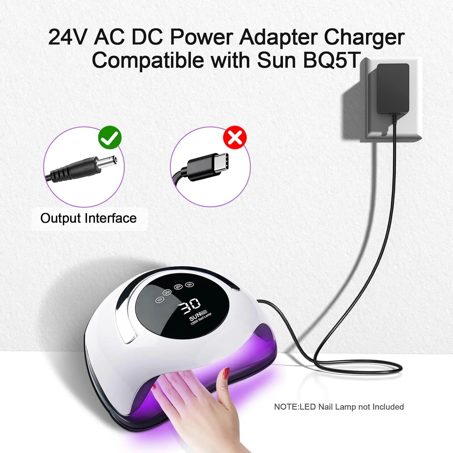 مصدر طاقة 24 فولت 1.5 أمبير، مدرج في قائمة UL، لمصباح الأظافر LED، المجفف، مكبر الصوت، CCTV، أضواء الشريط