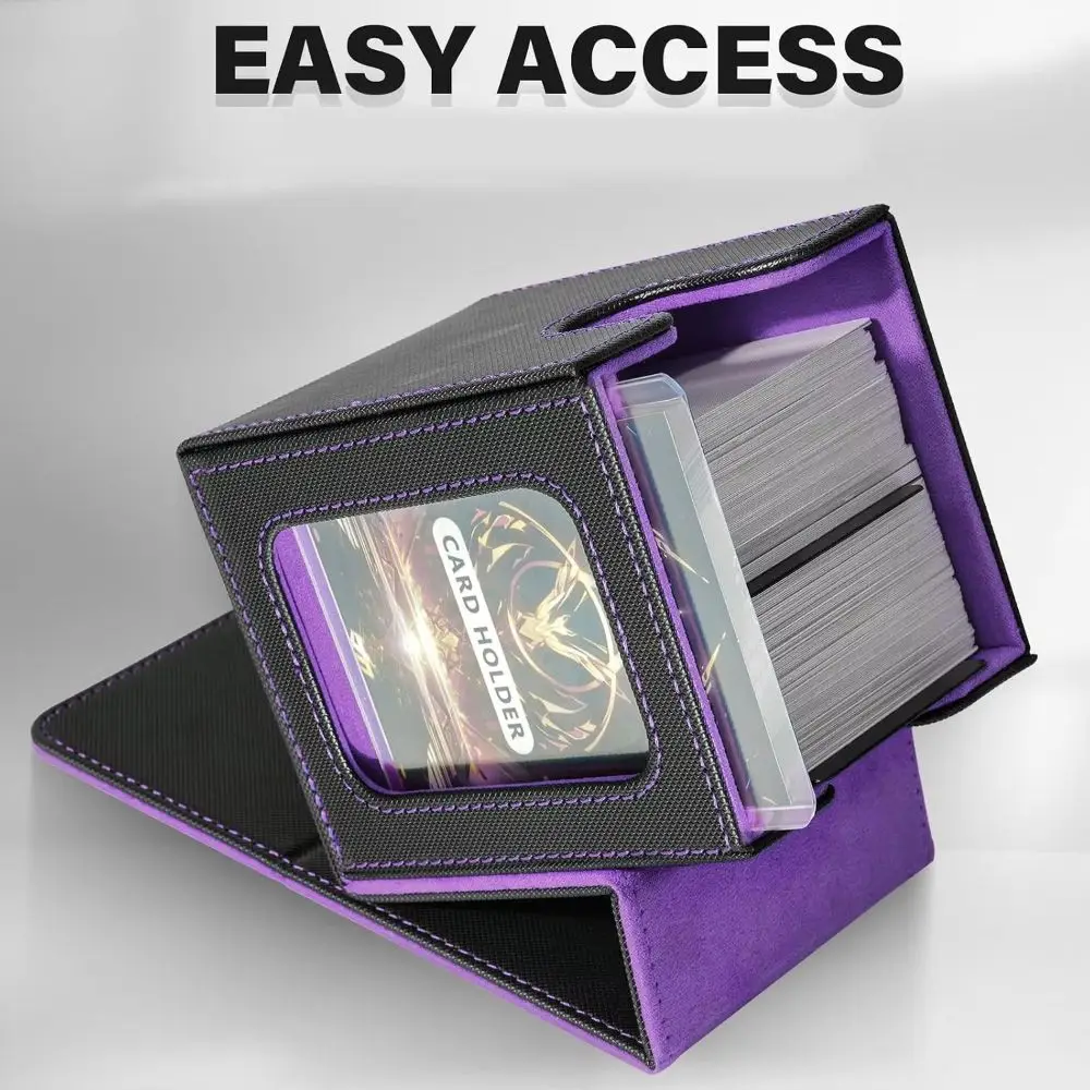 Display Window Game Card Organizer PU Leather Cards Case Trading Card Storage Box Single Sleeved Cards Protectors Container