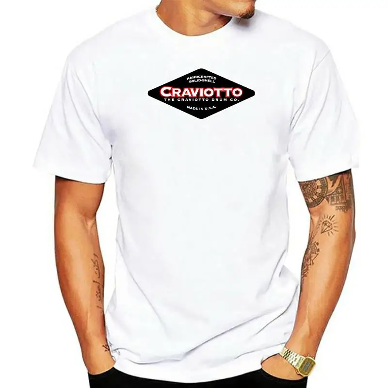 Craviotto Drum Percussion Logo Mens Black  White T Shirt tee