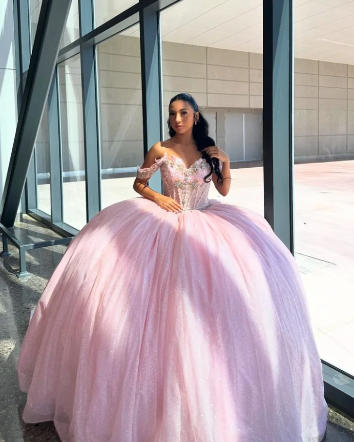 تخصيص الوردي Quinceanera Dress2025 الحبيب حمالة الأميرة 15 16 فستاين سهرة/فساتين الحفلات عارية الذراعين فساتين الحفلات