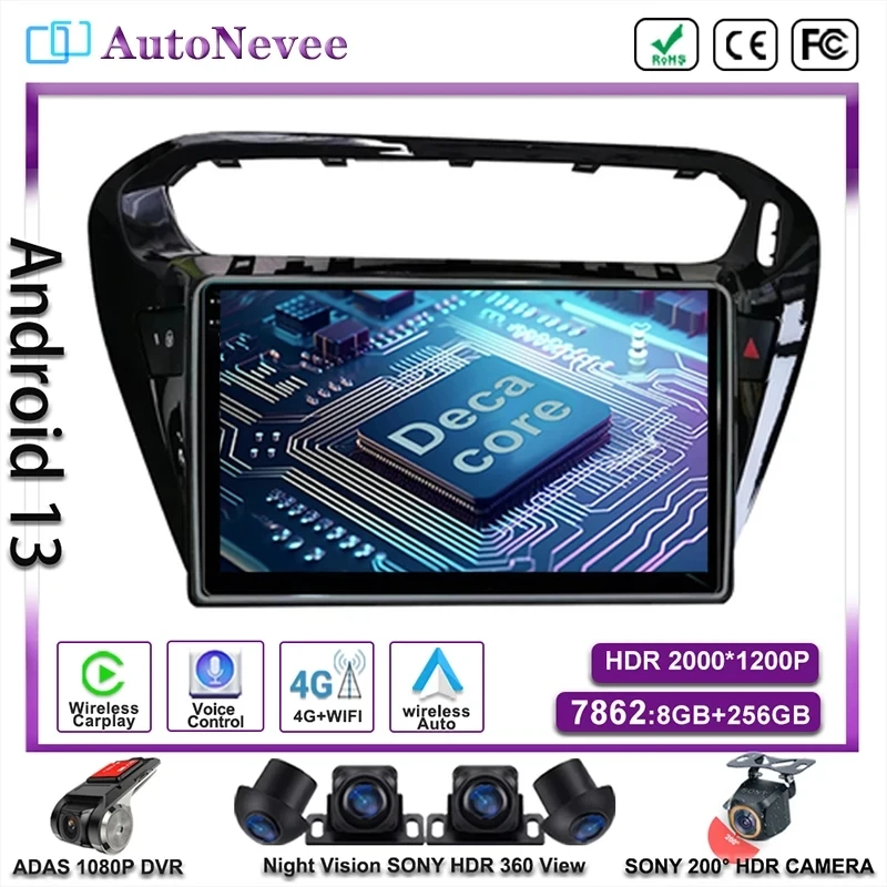 

Multimedia Car Android 13 For Peugeot 301 Auto Radio Stereo Player GPS Navigation DVD NO 2DIN Carplay Head Unit Screen Dash Cam