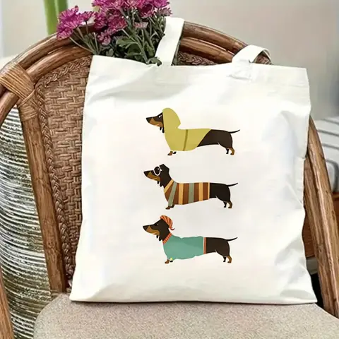 Dachshund Cute Printing Girl Gift Canvas Bag Tote Bag Shoulder Bag University Bag Home Decoration Student Bag Very Fashionable