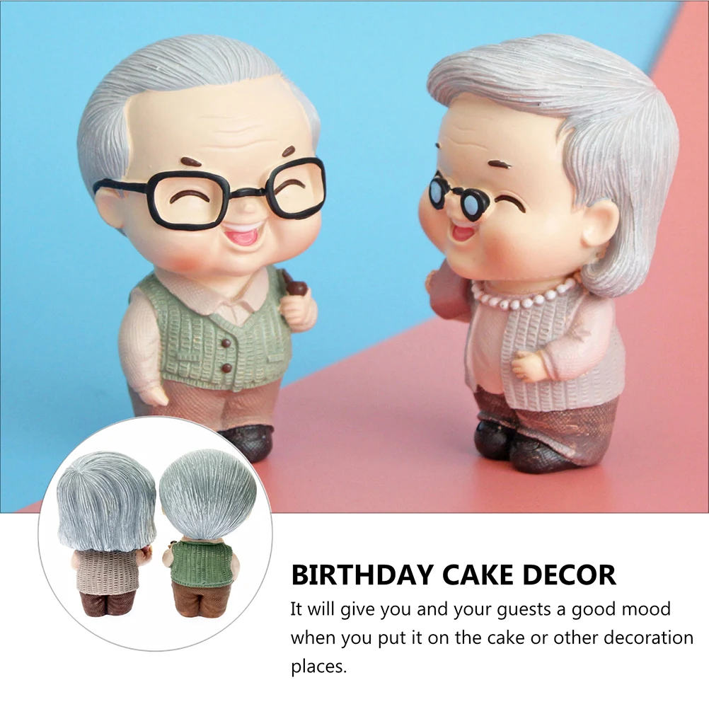 

2 шт. украшение для торта на день рождения, милая фигурка дедушки, бабушки, смоляные топперы, милый сладкий домашний вечерние украшение для влюбленных