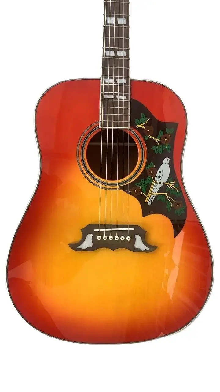 Free Shipping New Arrival DOVE Pro Folk Acoustic Electric Guitar With Bone Nut/Saddle Top Quality In Cherry Sunburst 200407