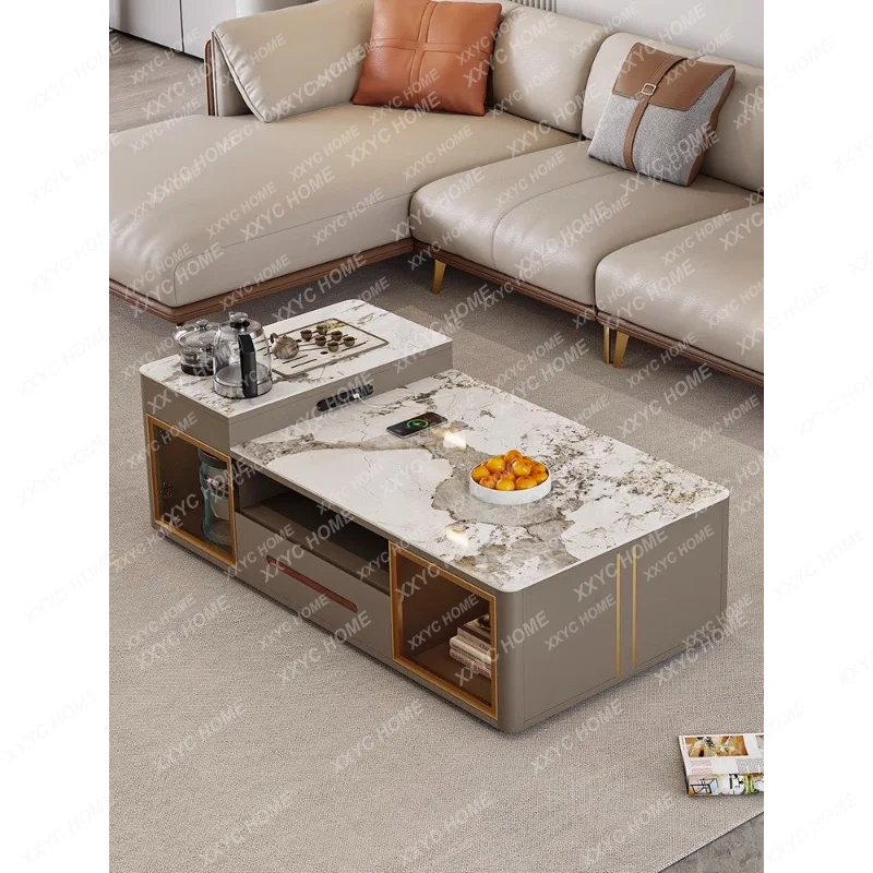 

Modern Simple Coffee Table Tea Table Living Room Multifunctional Tea Making Table Tea Table Stone Plate Tea Table