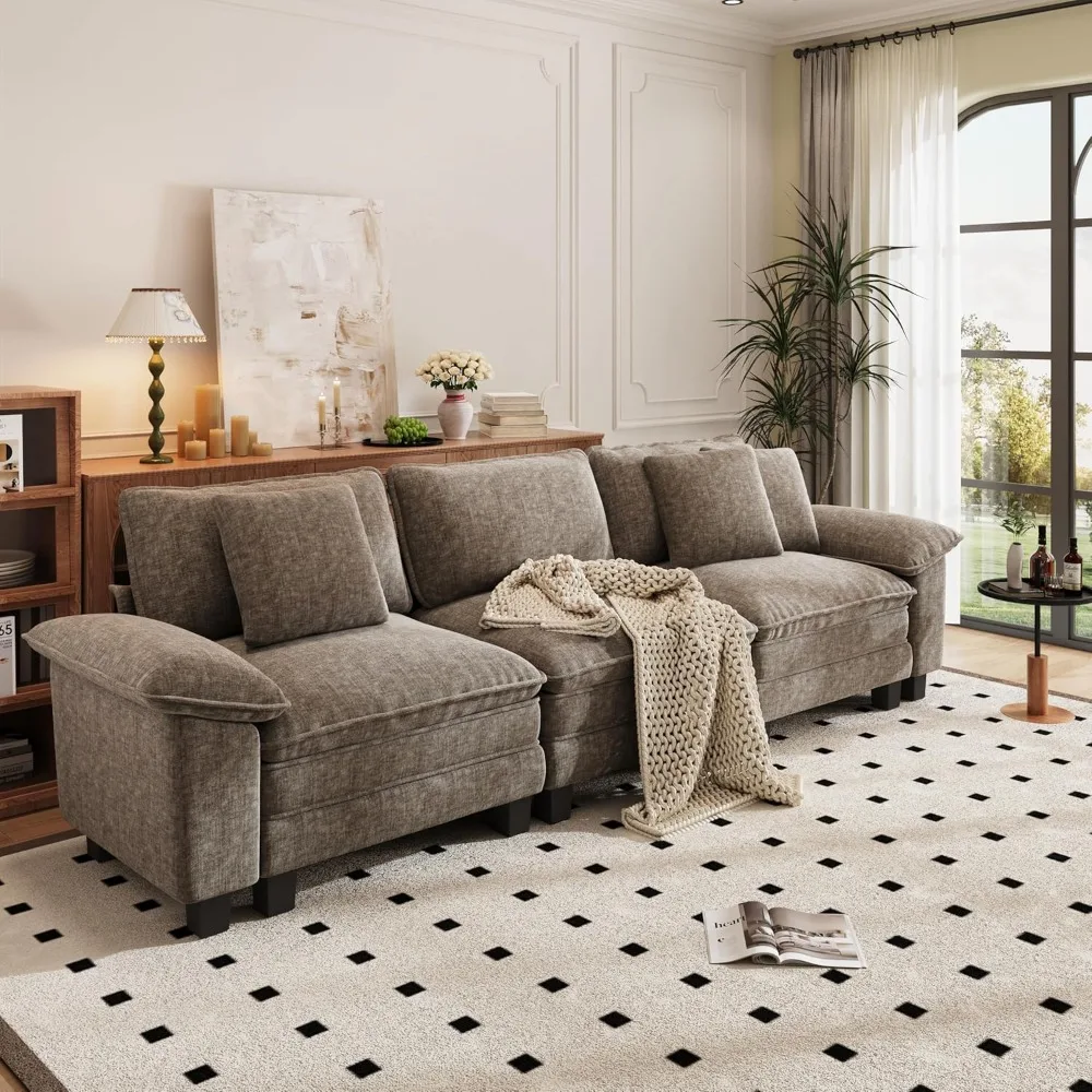 

Modern Modular Couches Sets, 123.6 Cloud Sectional Sofa with Upholstered Deep Seat, 3-Seater Couch for Living Room.