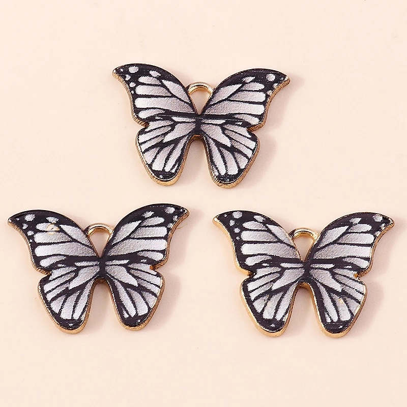 20 Stück 21x15mm Niedliche Bunte Emaille Fliegende Schmetterling-Anhänger für Schmuckherstellung, Ohrringe, Halsketten, DIY-Bastelzubehör – Detail 10