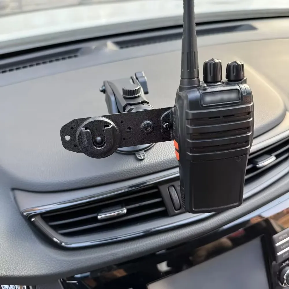 Suporte para carro walkie talkie suporte acessórios 2 em 1 na mão do carro ptt microfone alto-falante montagem para rádio em dois sentidos montagem suporte para carro