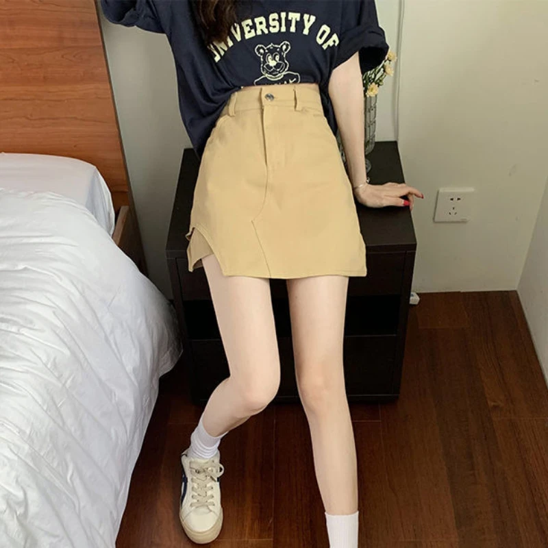 

Asymmetrical Skirts Women Leisure Simple Daily Basic Design Pure Retro Sexy Mini Summer Korean Style Hot Girls Popular Classic