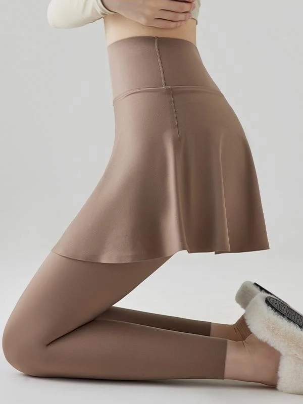 

High Waist Yoga Pants Women's Slim Fit Skirt Pants False Two-Piece Outerwear Spring Summer Breathable Stretch Polyester