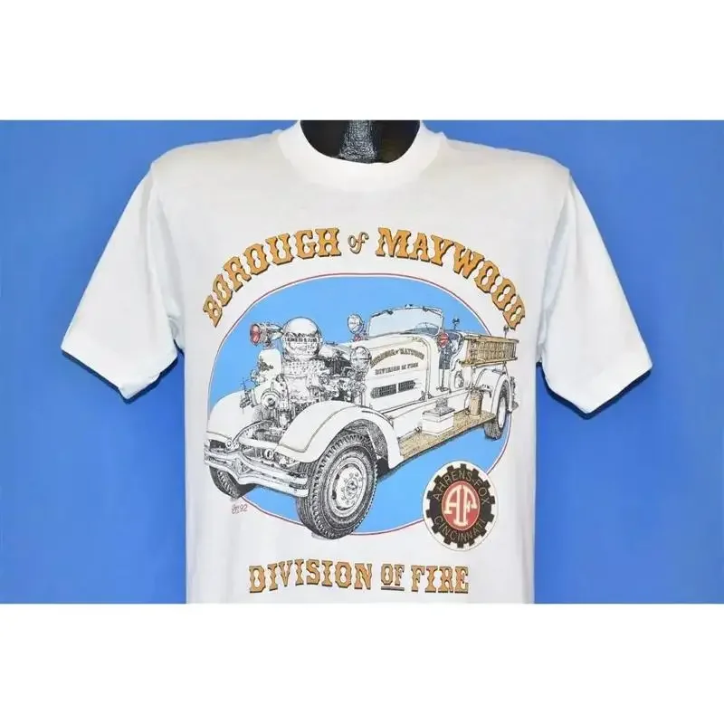 90S Maywood Borough Fire Engine Firetruck Ahrens Fox Cincinnati T-Shirt Medium