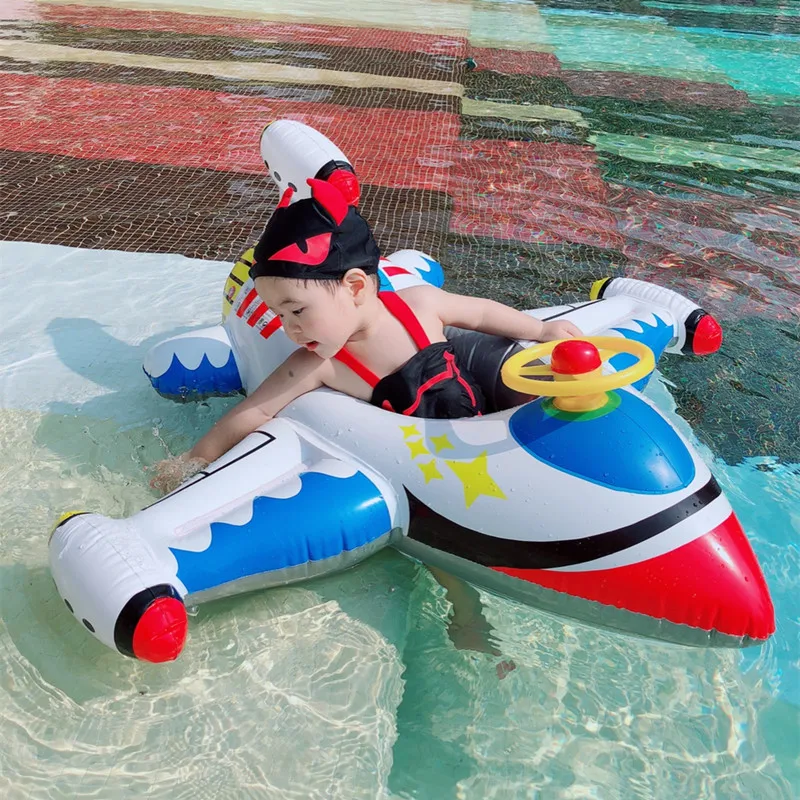 Inflatable Aircraft Swim Ring Tube Toy Baby Swimming Ring Seat for Kid Swim Circle Float Swim Pool Water Fun Toy for Children