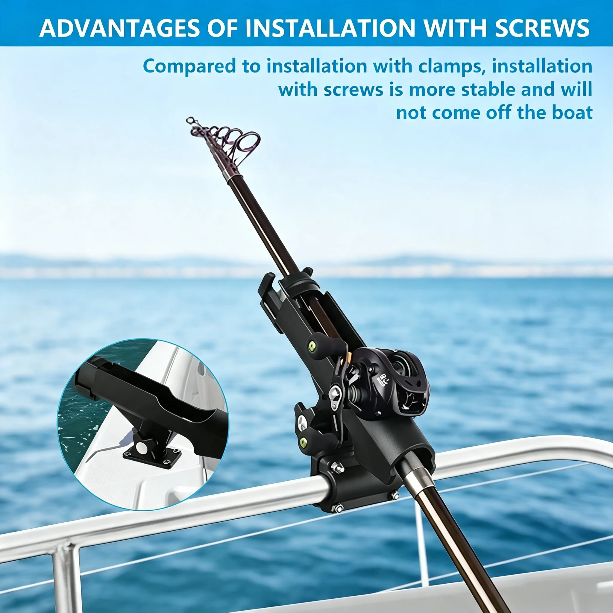 Fishing Kayak Rod Holder - Uniwersalny uchwyt na wędkę z regulacją
