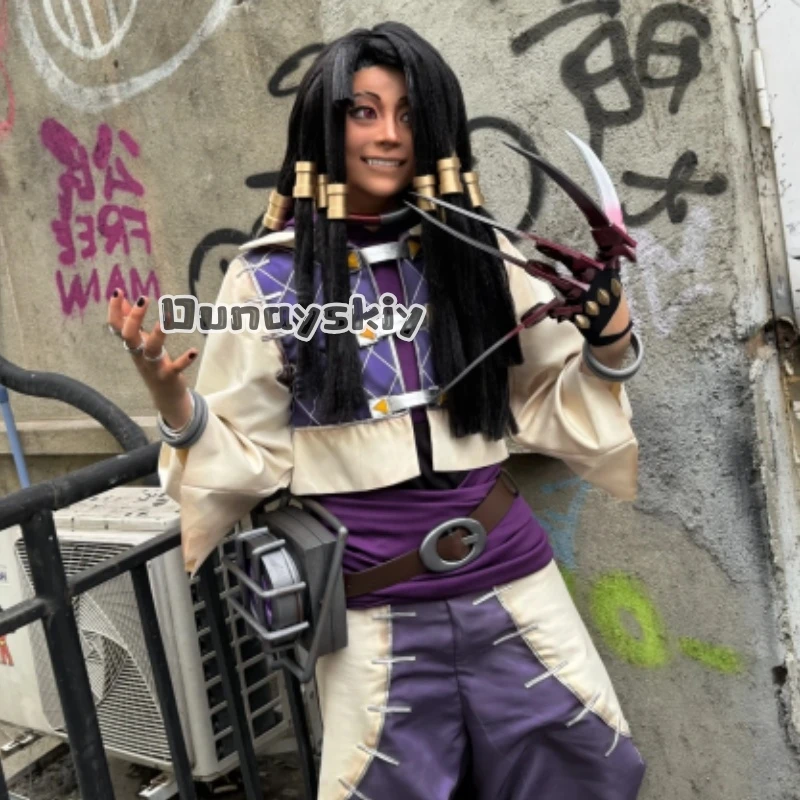 

KS*25Anime Game GACHIAKUTA Cosplay Jabber Wonger Fashion PUNK White Purple Uniform Pants Wigs Props Shoes Full Set Halloween