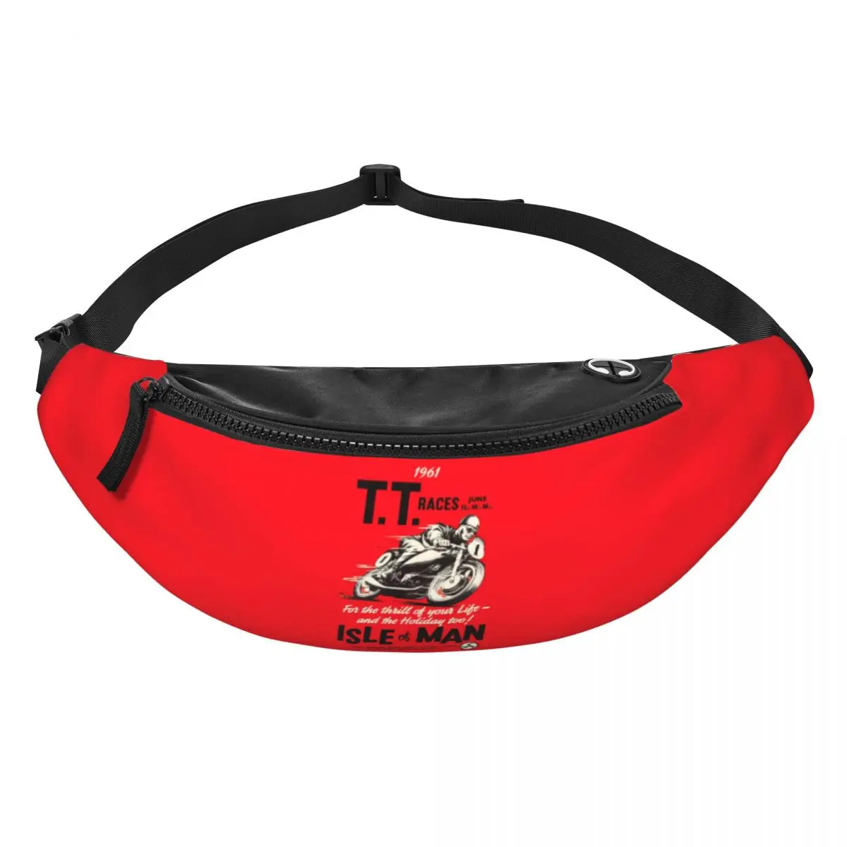 Retro Isle Of Man TT Race Fanny Pack Women Men Custom Motobike Sport Crossbody Waist Bag for Cycling Camping Phone Money Pouch