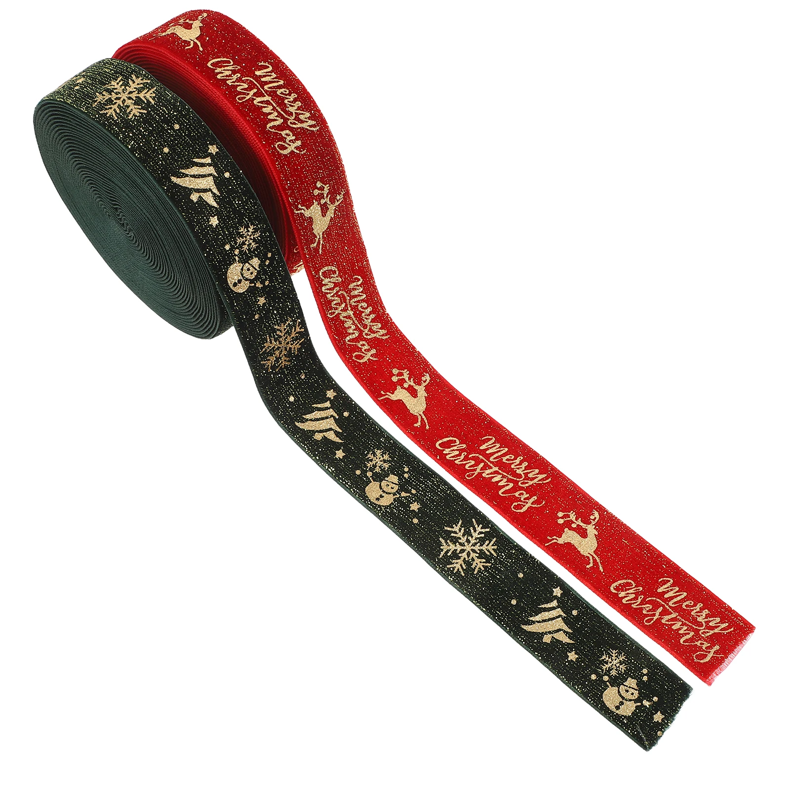 

2pcs Christmas Wrapping Ribbon 5 Yard Gold Glitter Wired Edge Ribbon Festive Gift Wrap Craft for Xmas Tree Decorations Wrapping