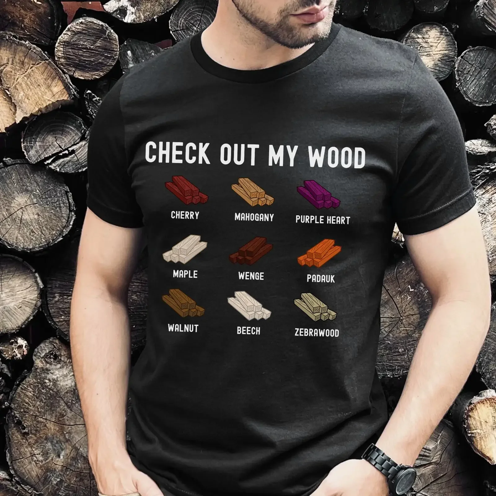 Funny Woodworking T Shirt Woodworker Female Builder Check out my Wood Plank Types vintage Washed Stylish fashion Breathable