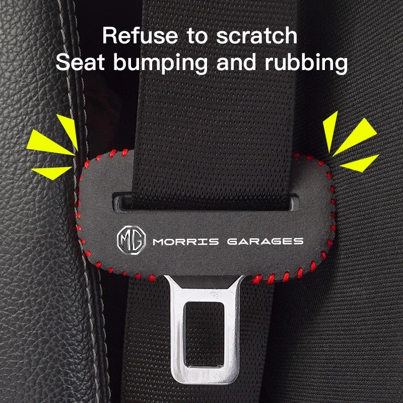 

2Pcs Car Seat Belt Buckle Plug Suede Leather Protective Cover For MG MG7 MG6 MG5 ZS MG4 EV ONE Cyberster HS MG3