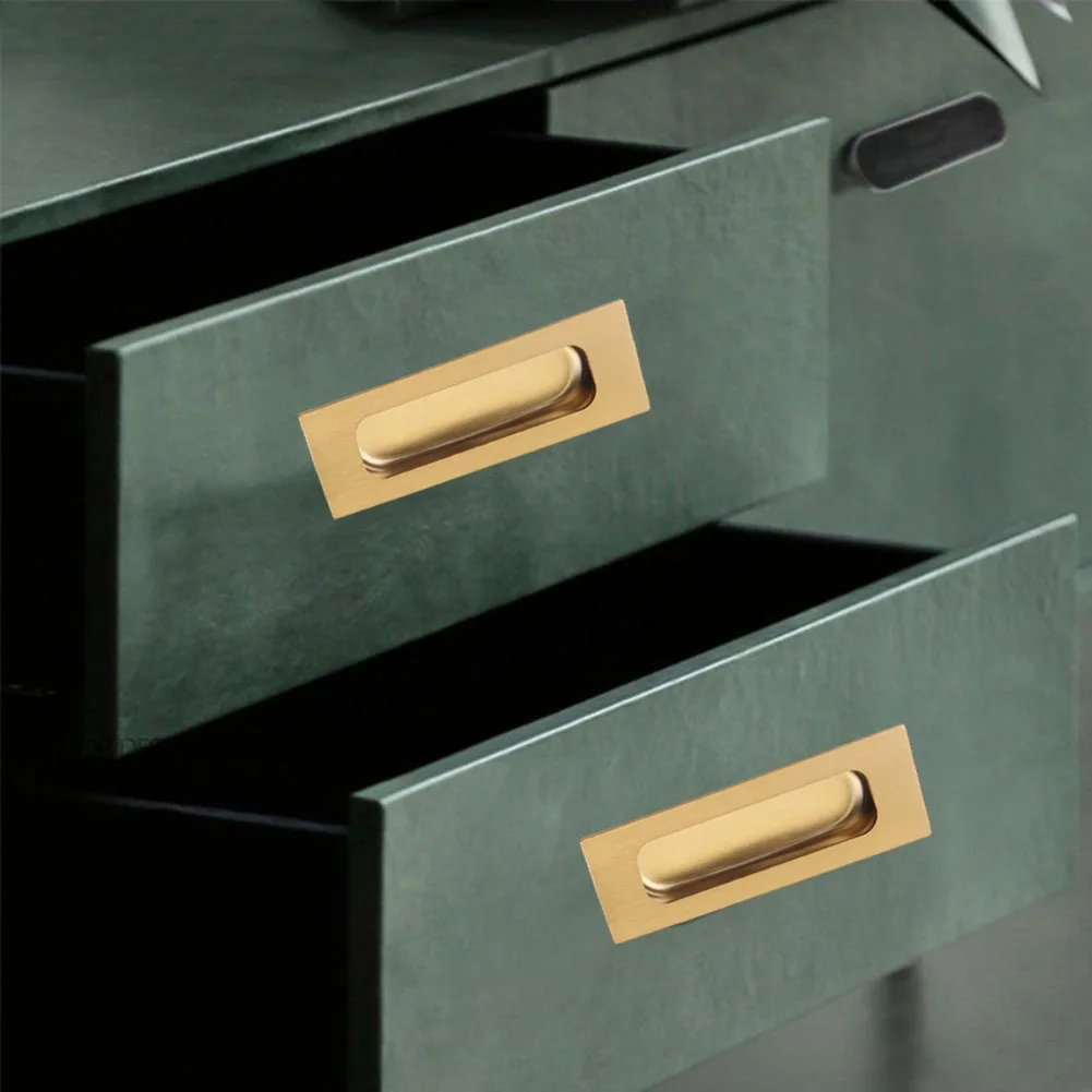 Stainless steel sliding door handles for cabinets drawers recessed concealed furniture pulls 120 mm length 40 mm width set of 2