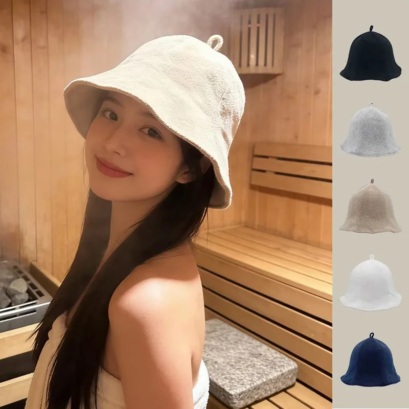 Japanese towel material sauna hat bathroom sweat-absorbing bath cap warm and thickened basin hats prevents hair from drying out