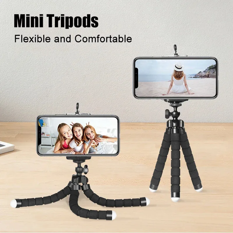 Tripod For Phone Flexible Sponge Octopus Mini Tripod For Phone Mini Camera Tripod Phone Holder Clip Smartphone Monopod Stand