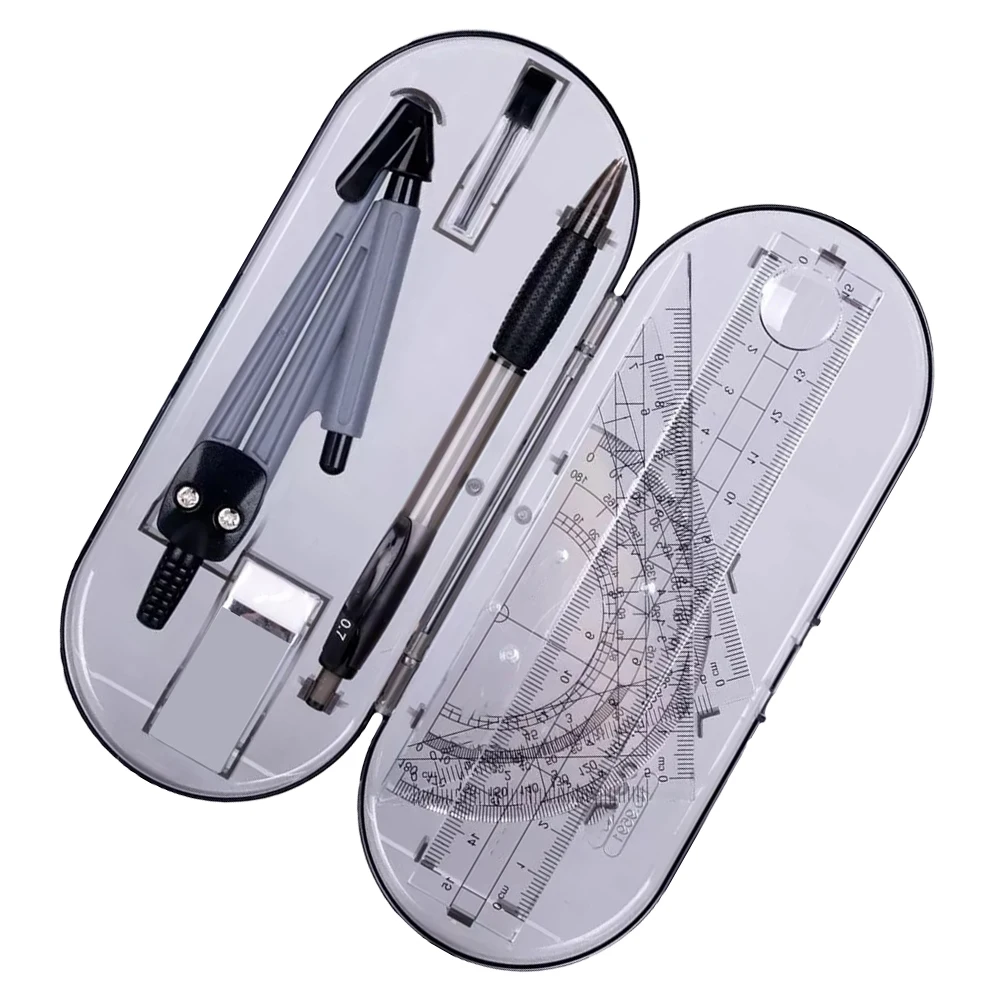 Drawing Kit Professional Ruler Set Lightweight Straight Triangle Compasses Tool for Students School Office Use