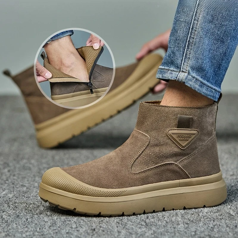 

man steel toe work boots Anti-Scald welding shoes for men women slip on boots Anti Smash Anti Puncture Safety Shoes with zipper