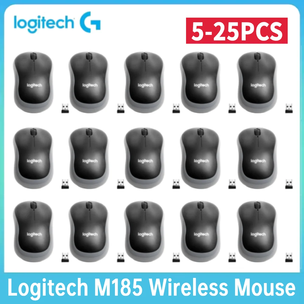 

Logitech M185 2,4G Мини-беспроводная мышь USB Мини-приемник 1000 точек на дюйм Оптический ролик Бесшумные оптические мыши 3 кнопки Офисная мышь