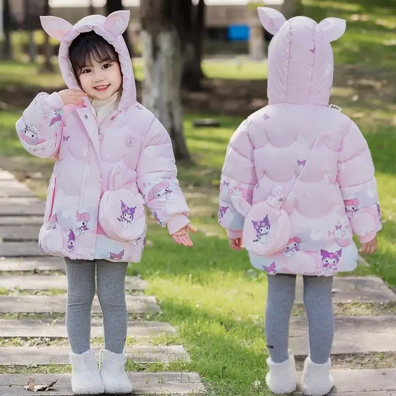 

Sweet Kuromi Anime Sanrio Ins Kawaii Cotton Padded Clothes Cute Cartoon My Melody Children Baby Princess Jacket Gifts for Kids