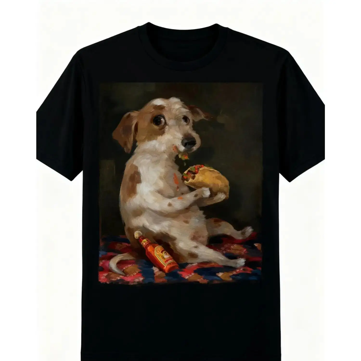 Dog Chill With Taco Graphic T-shirt y2k fashion Streetwear Comfort Shortsleeve Casual Funny Meme Humor Tee Dog Lover Unisex Soft Cotton Crewneck gift