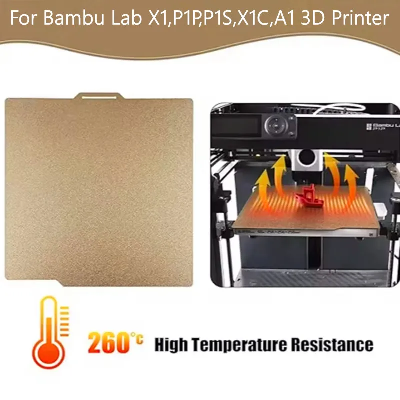 طابعة ثلاثية الأبعاد PEO PEI بناء لوحة لمختبر بامبو X1C/X1/X1E/P1P/P1S/A1 257x257 مللي متر مزدوجة الوجهين PEI لوح فولاذي زنبركي سرير ساخن #6