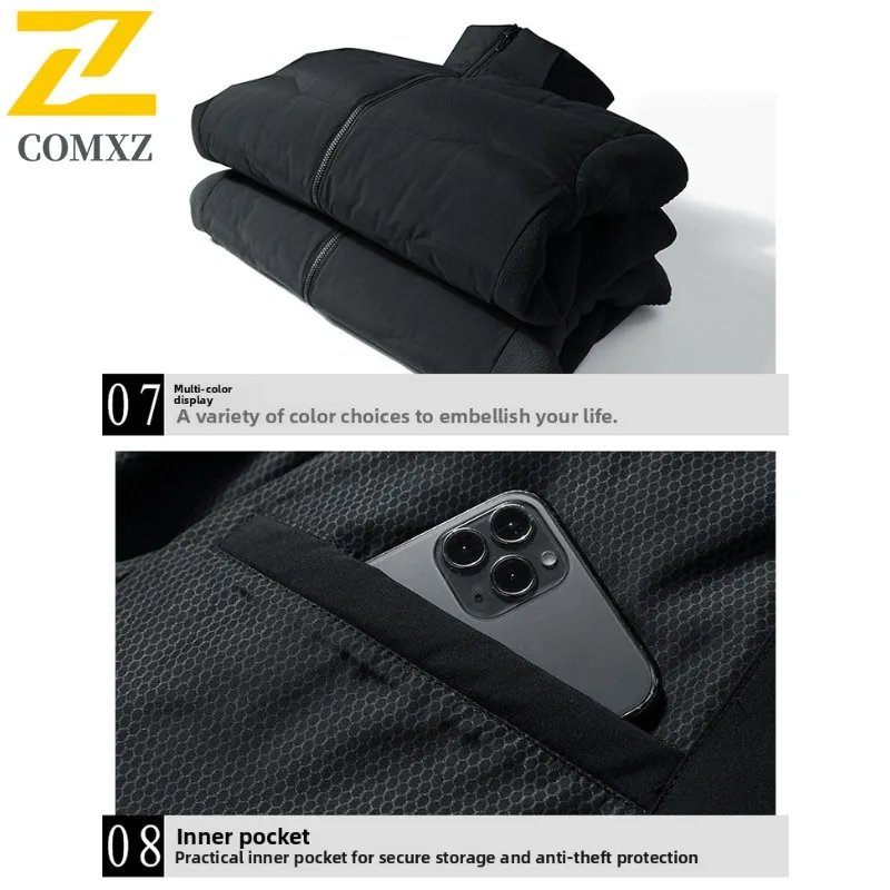 COMXZ Men Parker Coat High Quality Trendy Ski Travel Warm Loose Snow Winter Jacket Stylish Street Minimalist Puffer Jackets 2025