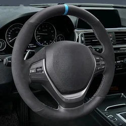 Car Steering Wheel Cover Black Genuine Leather Suede For BMW F20 2012-2018 F45 2014-2018 F30 F31 F34 2013-2017 F32 F33 F36