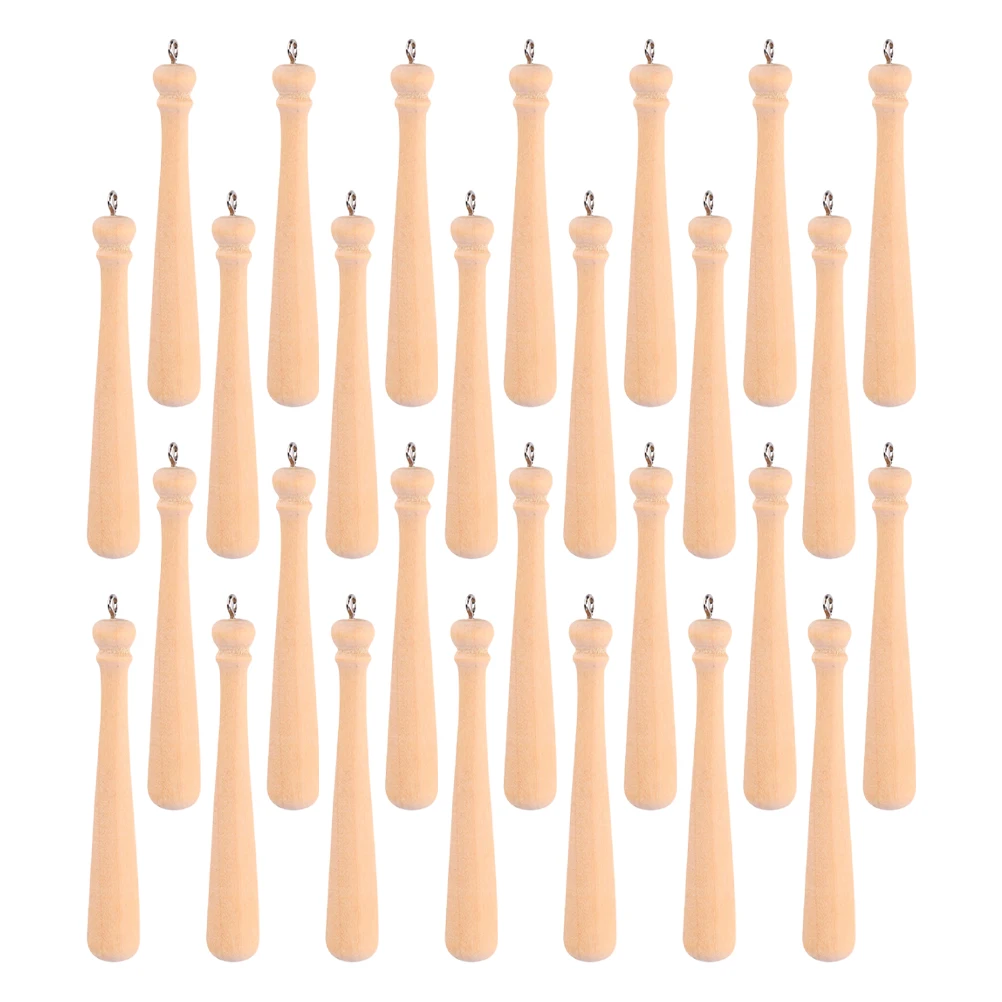 

50PCS Mini Baseball Bat Keychains Wooden Stick Pendant Sports Keychain Charm Accessories Valentine Craft Decor