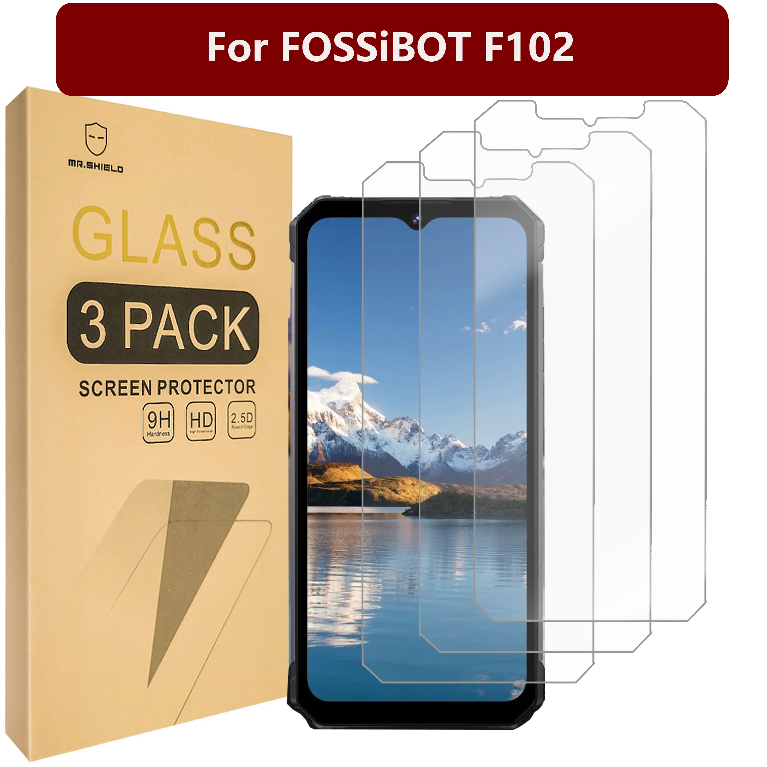 Mr.Shield [3-Pack] Screen Protector For FOSSiBOT F102 [Tempered Glass] [Japan Glass with 9H Hardness] Screen Protector