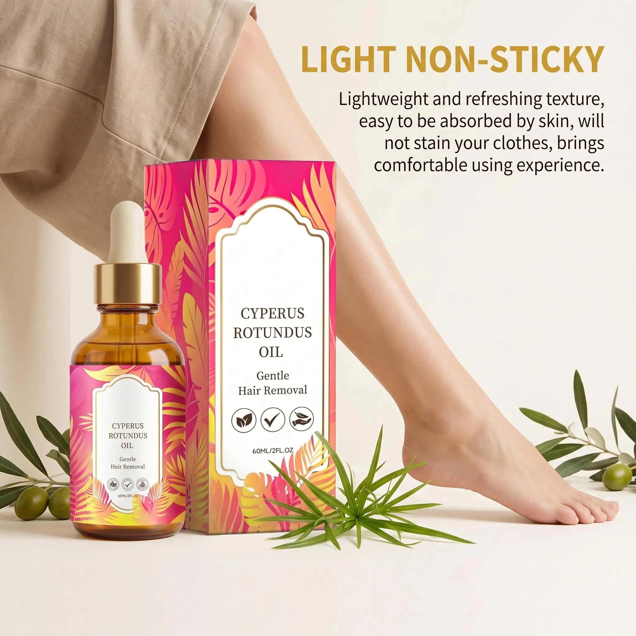 Cyperus Rotundus Oil For Body Hair,Hair Growth Inhibition Gentle Deep Hydration Soft Smooth Skin Non Greasy | After Shave Oil