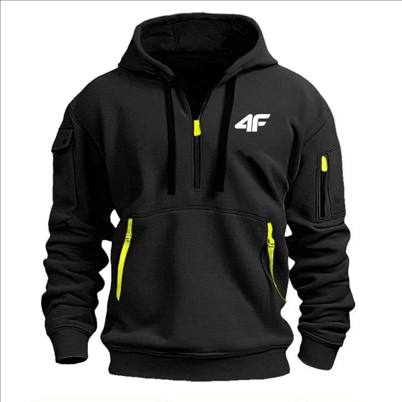 

New men's pullovers for autumn and winter, fashionable jogging sports tops, outdoor zipper fitness men's large-sized hoodies