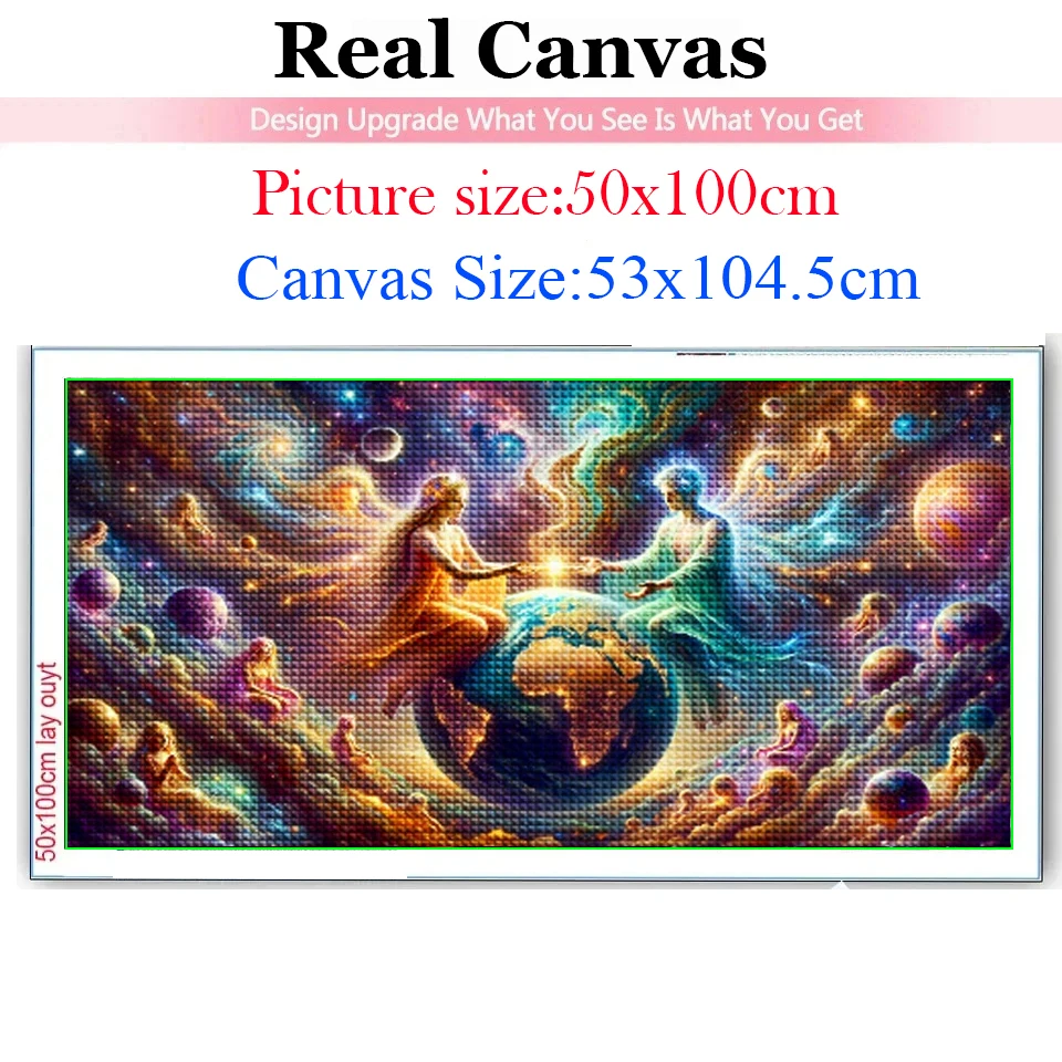 DIY 5D Large Diamond Painting Kits Mosaic Cosmic Woman And Man,Perfect Earth, Beautiful Earth Love Energy Diamond Embroidery