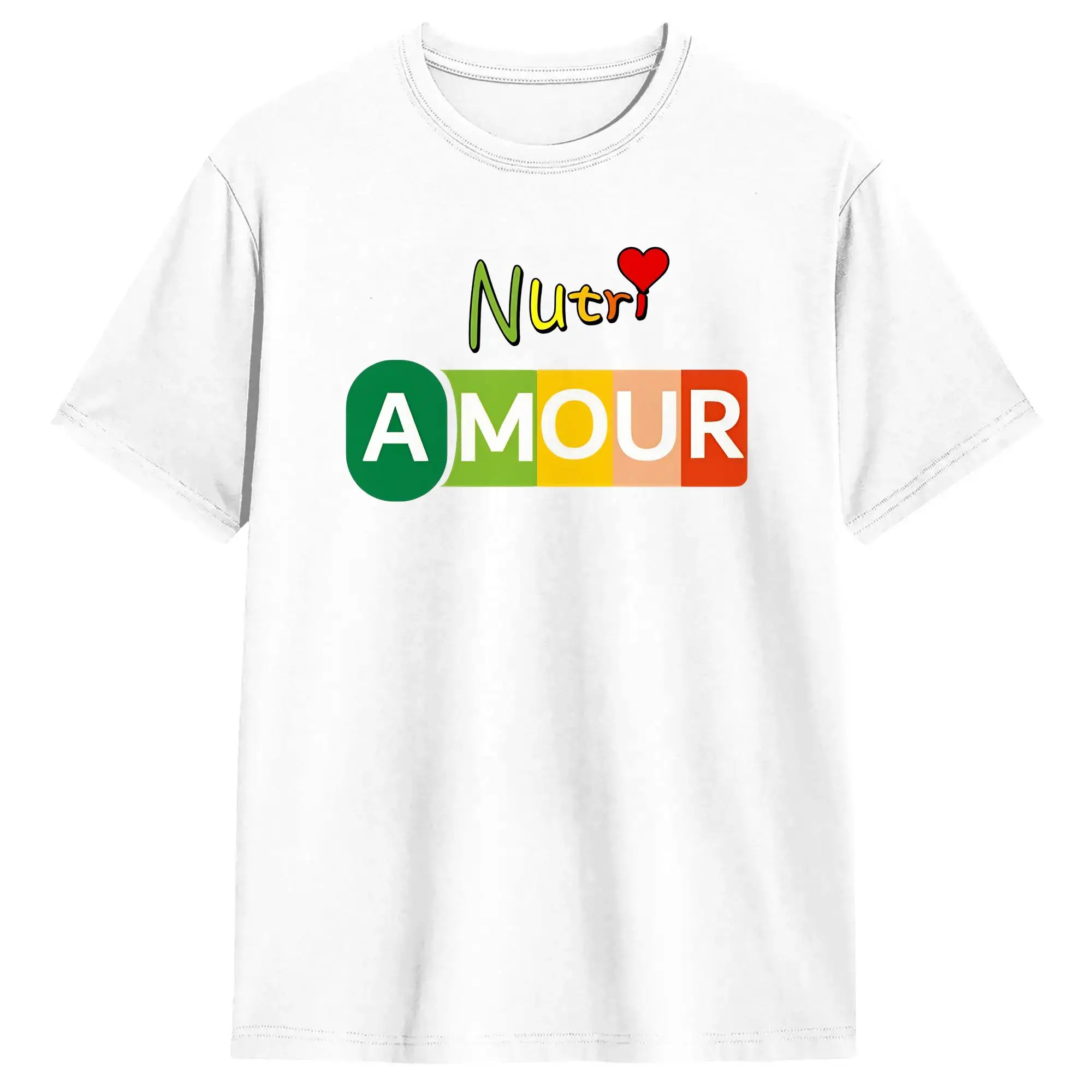 Camiseta Nutri-Score amour the score of love en color, camiseta de algodón para hombre, cuello redondo, manga corta, Ullzang