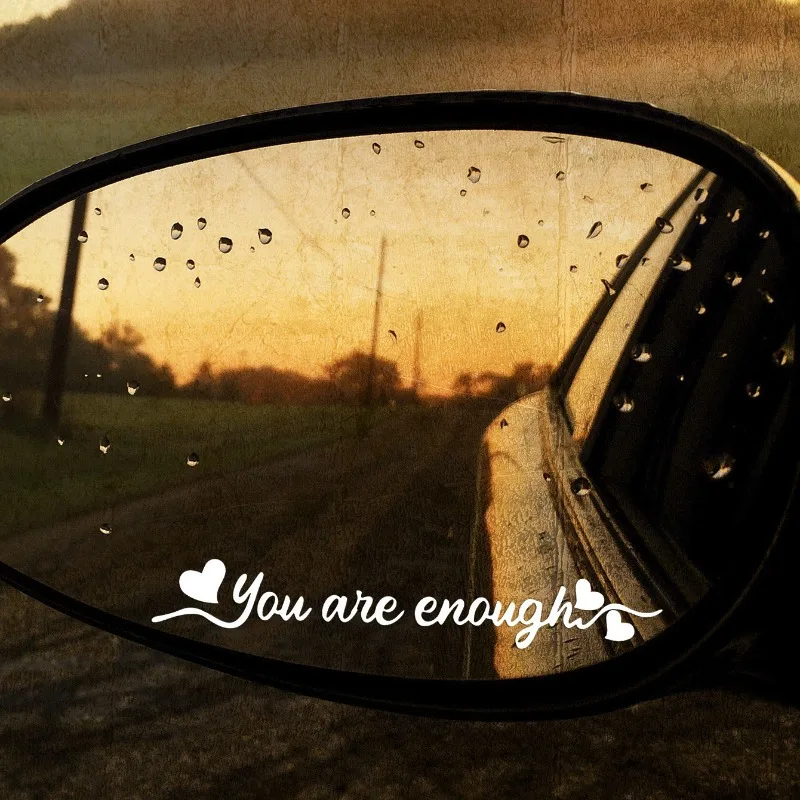 Inspirational Quote Sticker 2PCS You Are Enough Waterproof Vinyl Decal Sunset Mirror Window Motorcycle Helmet Decor