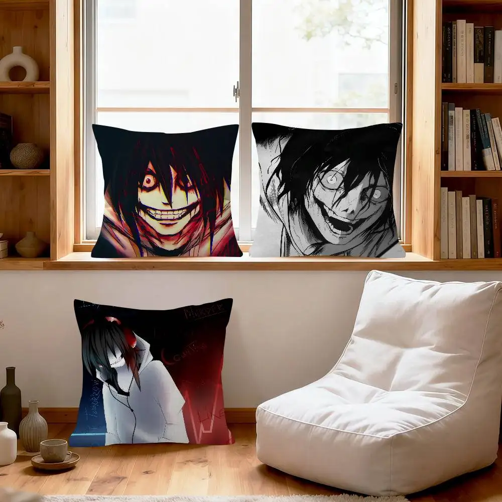 American Urban Legends Jeff The Killer   Trendy-style decorative throw pillow cover insert not included fauxembroidery design