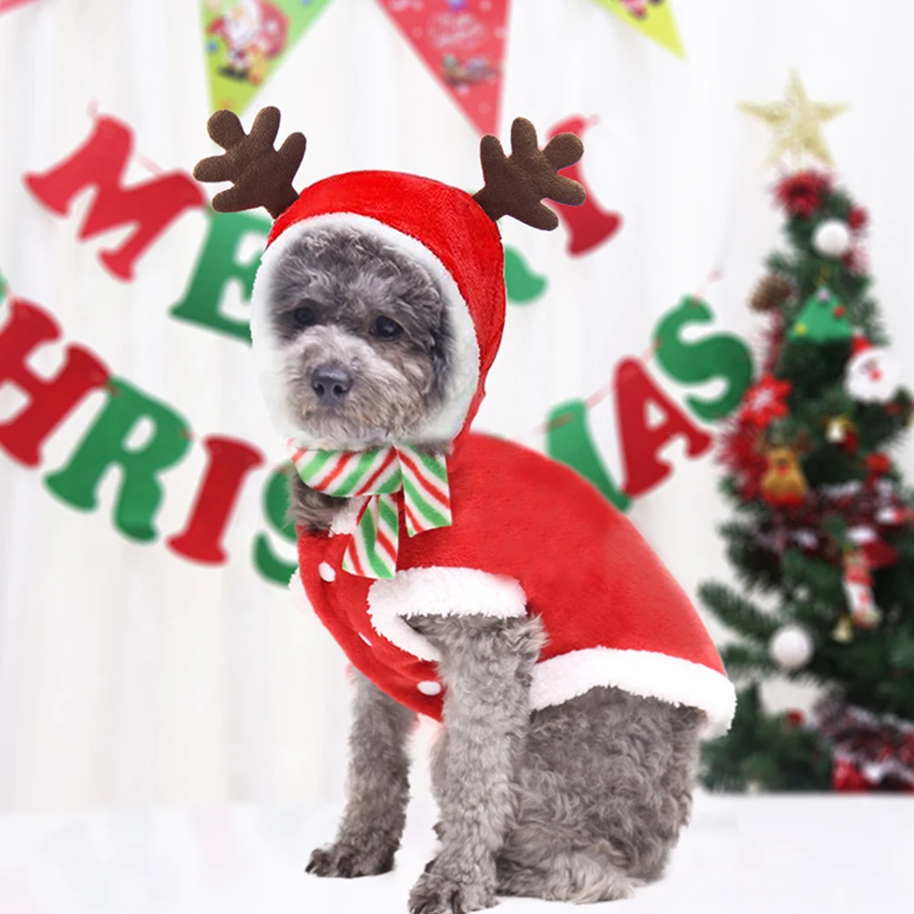 

1 Set Christmas Dog Costume Puppy Cosplay Clothes Pet Outfit Xmas Dog Outfits Scarf Included Durable Bright Color Adorable Elk