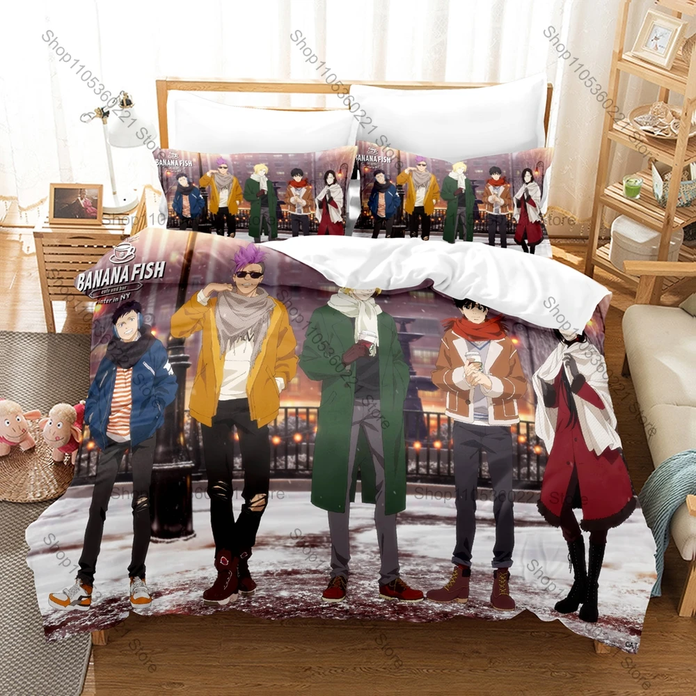 Banana Fish Ash Lynx Eiji Okumura New York Crime Emotional Thriller Japanese Anime HD Bedding Set Duvet Cover + 2 Pillowcases