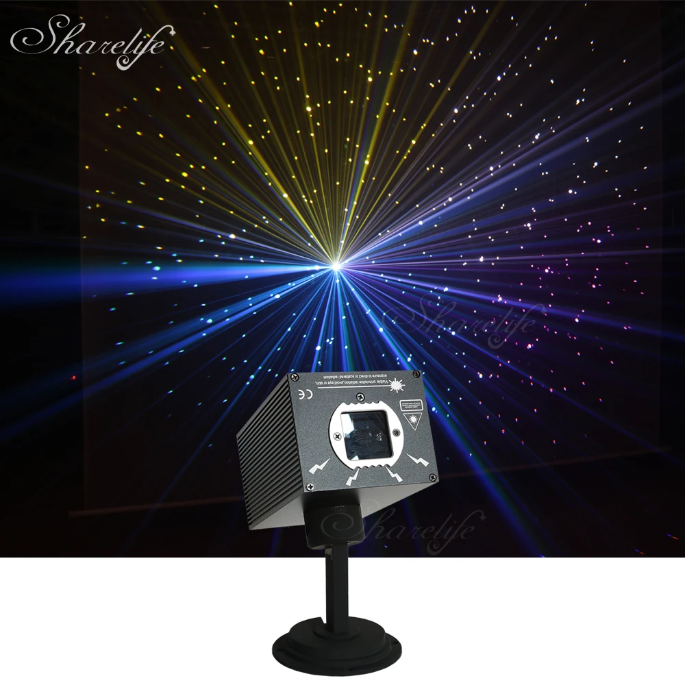 Sharelife Mini 500mw DJ RGB Meteor Storm Laser Projector Light DMX DJ Home Party Show Gig Stage Lighting Twinkling Star Effect