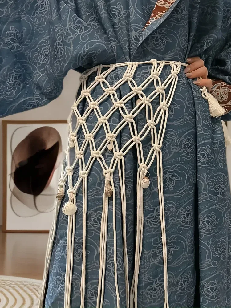 وشاح منسوج جديد لعام 2025 لف الخصر للنساء تنورة بحزام عرقية قديمة أنيقة من Accory Fre تصميم أصلي