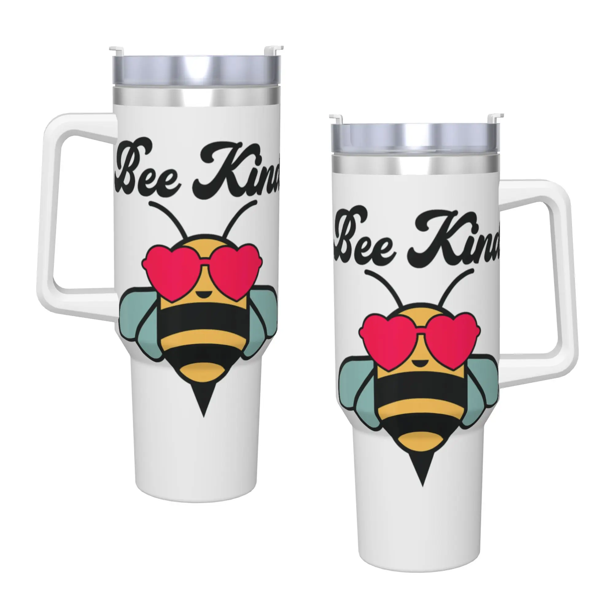 Bee Kind Stainless Steel Tumbler  Beach Thermal Mug With Straws and Lid Large Car Mugs Cold Drink Water Bottle