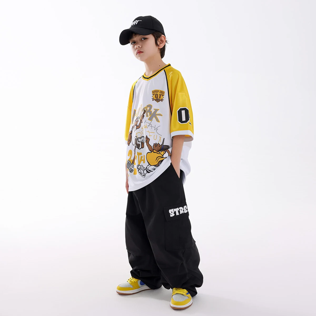 Hiphop Pak Jazzdans Jongens Meisjes Streetwear Sport Print Top Broek Kinderen Oefenpak Street Dance Stadiumkostuums DN20531